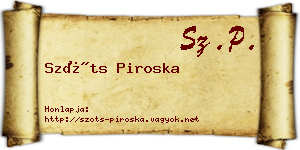 Szőts Piroska névjegykártya